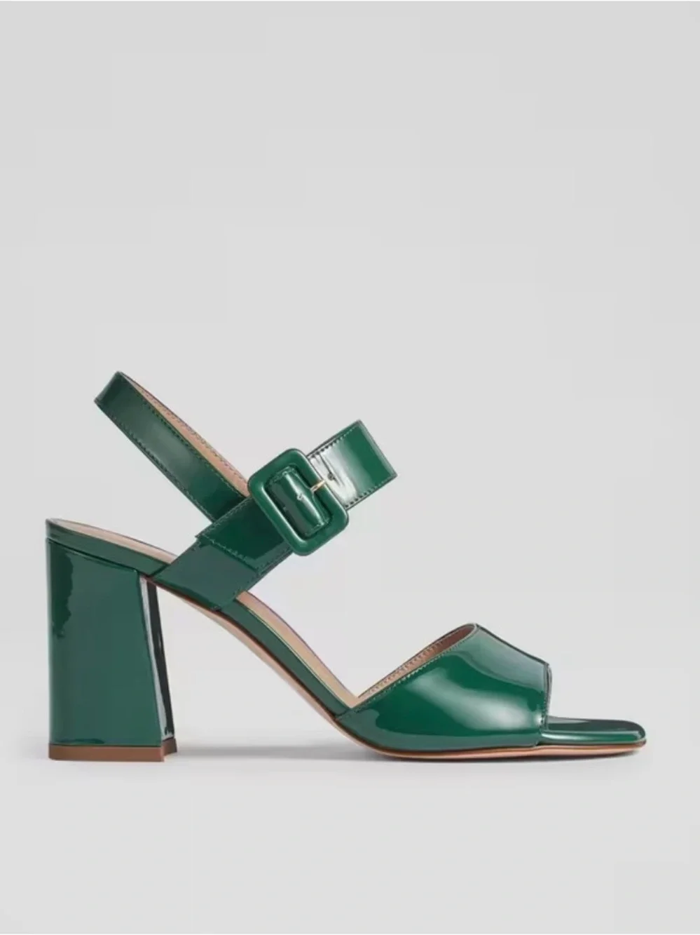 LKBennett Rae Patent Leather Sandals Evergreen Size 41